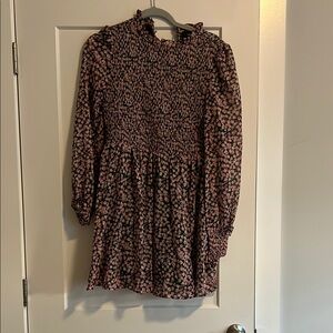 Floral Pink green long sleeve dress